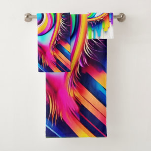 Vibrant Rainbow Eye Artwork Bath Towel Set