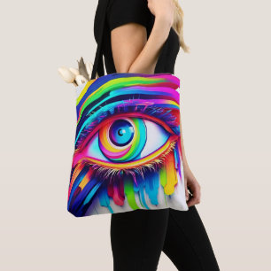 Vibrant Rainbow Eye Artwork Tote Bag