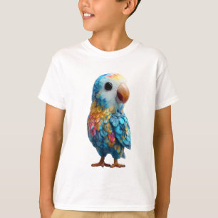 Vibrant Rainbow Feathered Parrot Illustration Kids T-Shirt