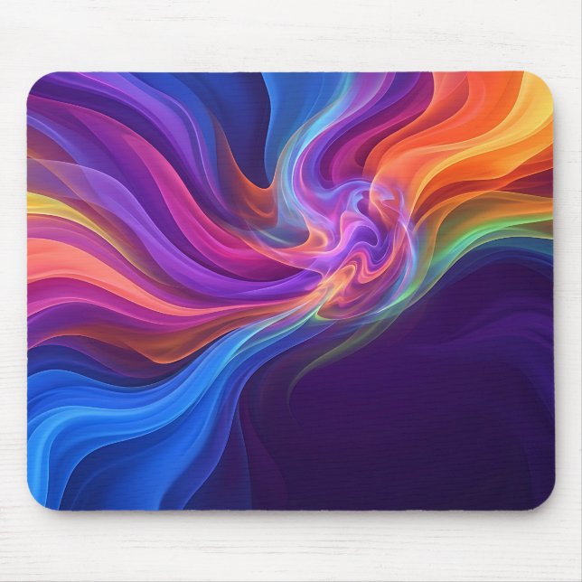 Vibrant Rainbow Fluid Motion Mouse Pad (Front)