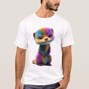 Vibrant Rainbow Furry Weasel Critter Men T-Shirt
