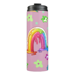 Vibrant Rainbow, Gems, and Floral Seamless Thermal Tumbler