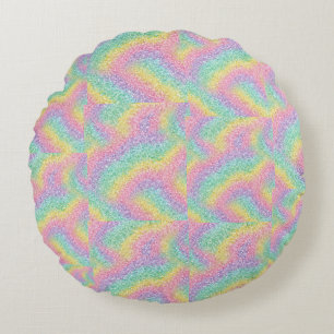 Vibrant Rainbow Glitter Sparkle Round Pillow
