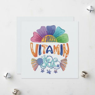 Vibrant Rainbow Hand-Lettering: I Need Vitamin Sea Holiday Card