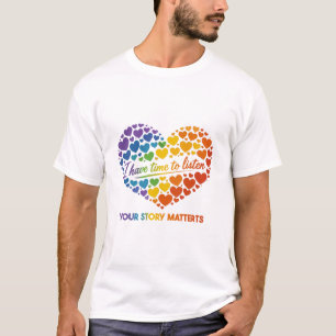 Vibrant rainbow heart collage with flowing script  T-Shirt