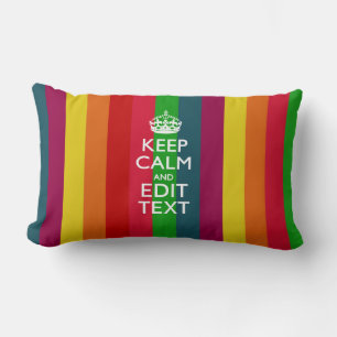 Vibrant Rainbow Keep Calm And Your Text Customize Lumbar Pillow