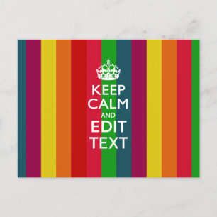 Vibrant Rainbow Keep Calm And Your Text Customize Postcard