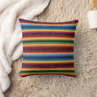 Vibrant Rainbow Mexican Serape Stripes Baby Swaddl Throw Pillow