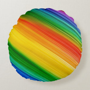 Vibrant Rainbow of Colours Round Pillow