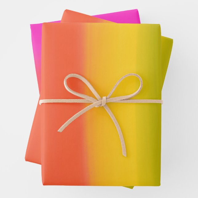 Vibrant Rainbow Ombre Bold Modern Birthday Wrapping Paper Sheet (In situ)