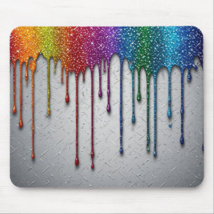 Vibrant Rainbow Paint Drips Mouse Pad