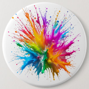Vibrant Rainbow Paint Splatter Explosion 6 Inch Round Button