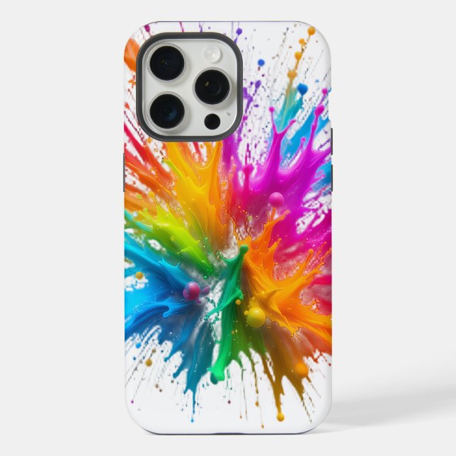 Vibrant Rainbow Paint Splatter Explosion iPhone Case (Back)