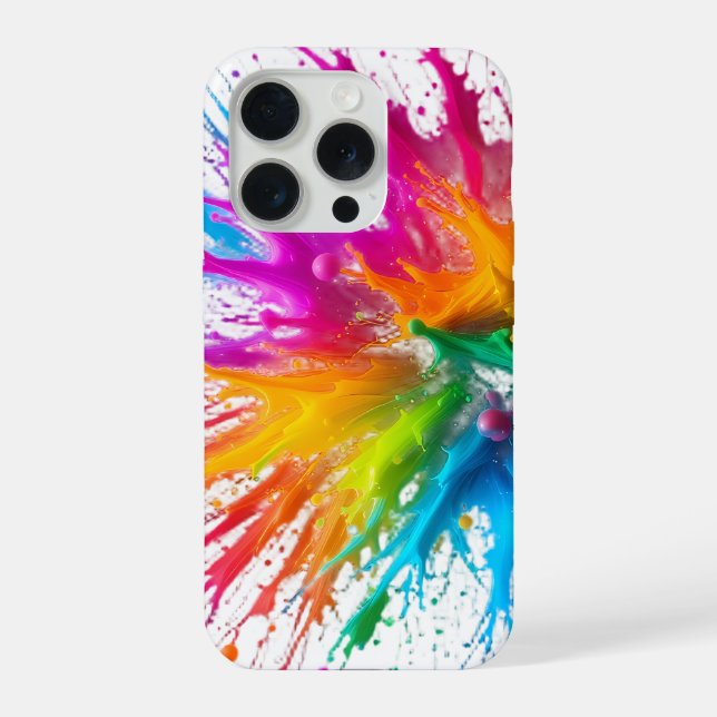 Vibrant Rainbow Paint Splatter Explosion iPhone Case (Back)