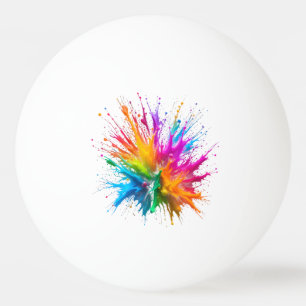 Vibrant Rainbow Paint Splatter Explosion Ping Pong Ball