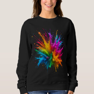 Vibrant Rainbow Paint Splatter Explosion Sweatshirt