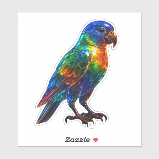 Vibrant Rainbow Parrot Art – Colourful Glass Effec (Sheet)