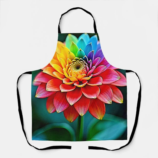 Vibrant Rainbow Petal Dream Art Apron (Front)