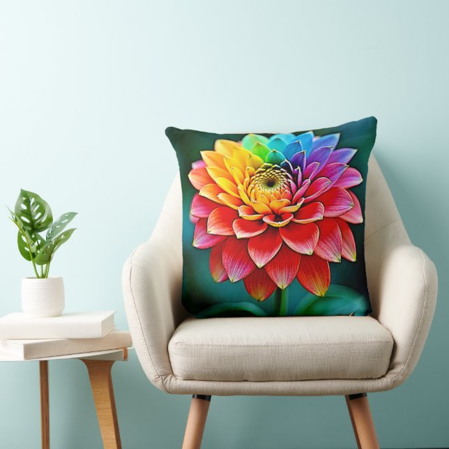 Vibrant Rainbow Petal Dream Art Throw Pillow (Chair)