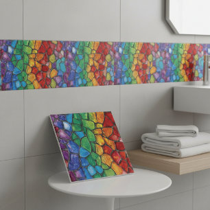 Vibrant Rainbow Pride Glass Mosaic Tile