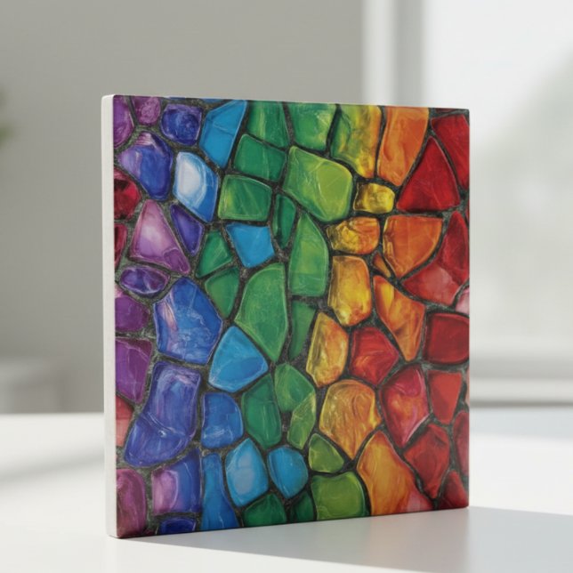 Vibrant Rainbow Pride Glass Mosaic Tile (Creator Uploaded)