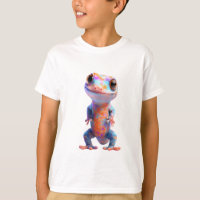 Vibrant Rainbow Speckled Cartoon Gecko Kids