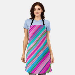 Vibrant Rainbow Stripe Pattern Design Apron