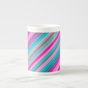 Vibrant Rainbow Stripe Pattern Design Bone China Mug