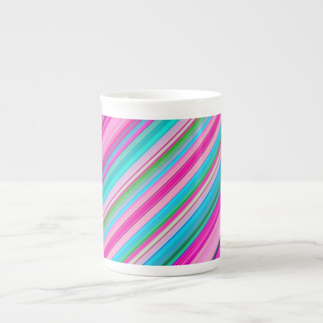 Vibrant Rainbow Stripe Pattern Design Bone China Mug (Front)
