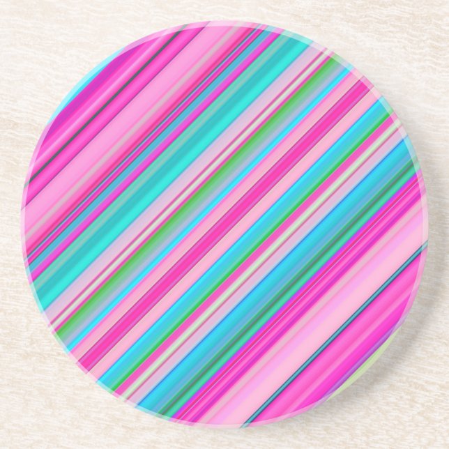 Vibrant Rainbow Stripe Pattern Design Coaster (Front)