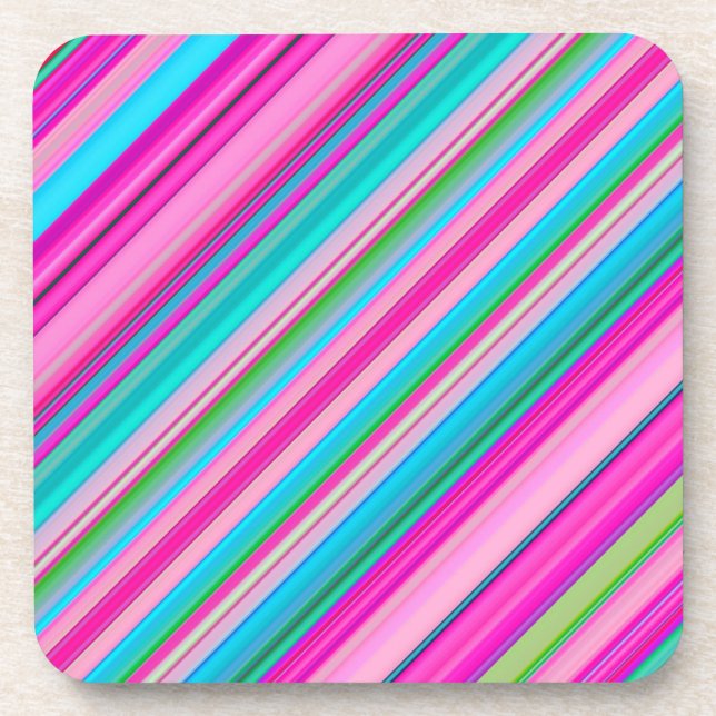 Vibrant Rainbow Stripe Pattern Design Coaster (Front)