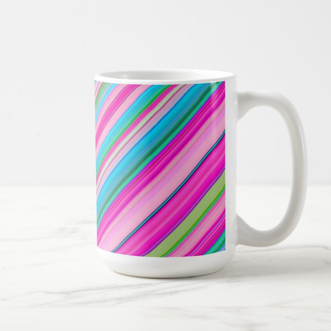 Vibrant Rainbow Stripe Pattern Design Coffee Mug (Right)