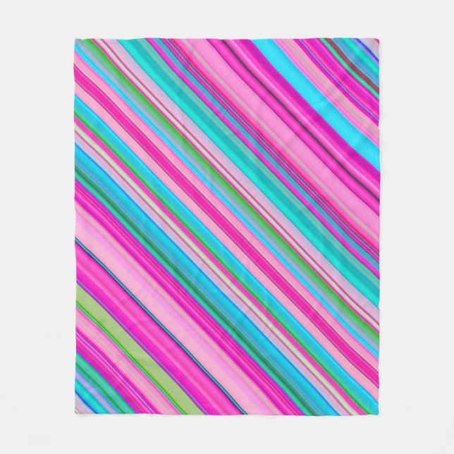 Vibrant Rainbow Stripe Pattern Design Fleece Blanket (Front)