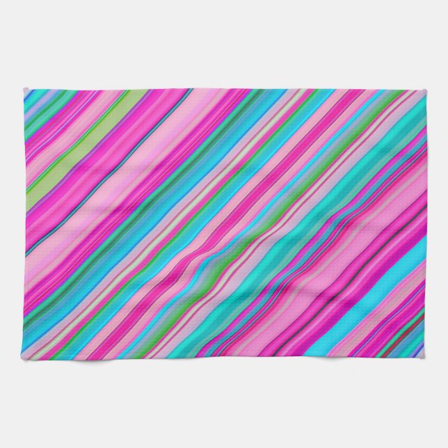 Vibrant Rainbow Stripe Pattern Design Kitchen Towel (Horizontal)