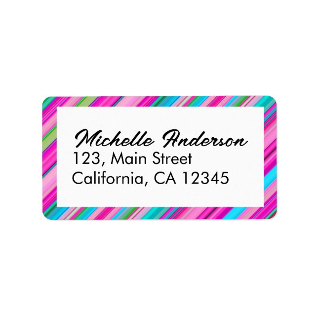 Vibrant Rainbow Stripe Pattern Design Label (Front)