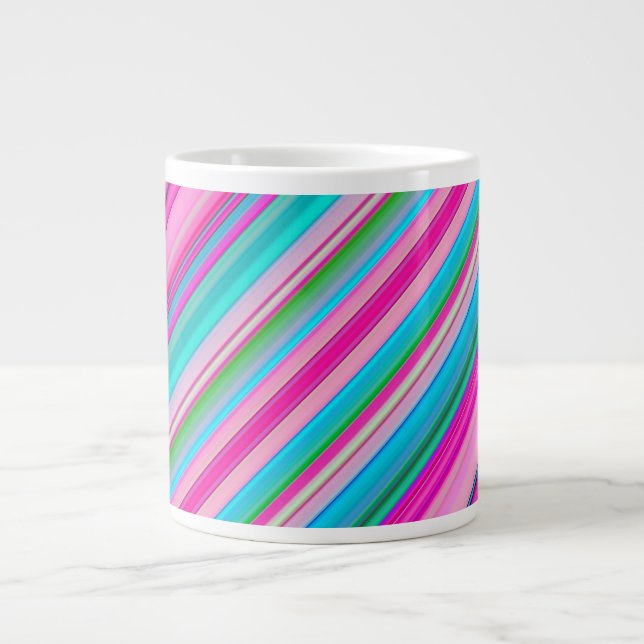 Vibrant Rainbow Stripe Pattern Design Large Coffee Mug (Front)