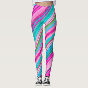 Vibrant Rainbow Stripe Pattern Design Leggings