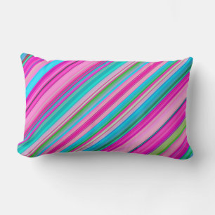 Vibrant Rainbow Stripe Pattern Design Lumbar Pillow