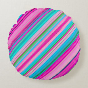 Vibrant Rainbow Stripe Pattern Design Round Pillow