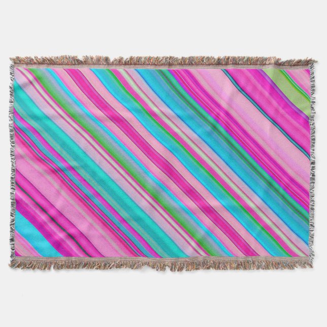 Vibrant Rainbow Stripe Pattern Design Throw Blanket (Front)