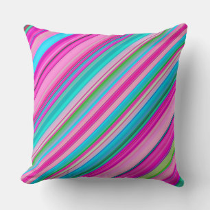 Vibrant Rainbow Stripe Pattern Design Throw Pillow