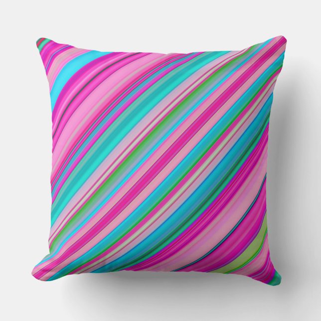 Vibrant Rainbow Stripe Pattern Design Throw Pillow (Front)