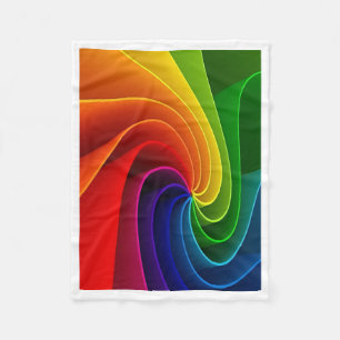 Vibrant Rainbow Swirl Abstract Art Fleece Blanket