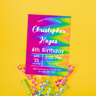 Vibrant Rainbow Tie Dye Birthday Customizable Invitation