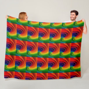 Vibrant Rainbow Vortex Abstract Geometric Art Blan Fleece Blanket