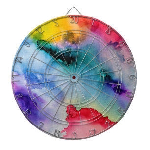 Vibrant Rainbow Watercolor Pattern Dartboard
