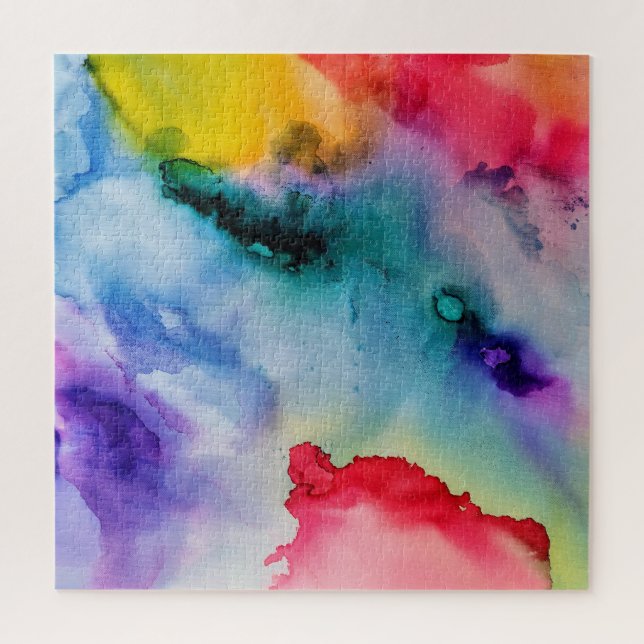 Vibrant Rainbow Watercolor Pattern Jigsaw Puzzle (Vertical)