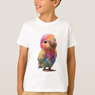 Vibrant Rainbow Watercolor Splatter Bird Kids T-Shirt