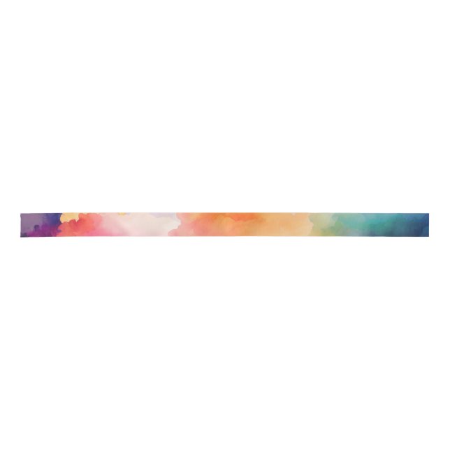 Vibrant Rainbowcolor Watercolor Ribbon Satin Ribbon (Front)