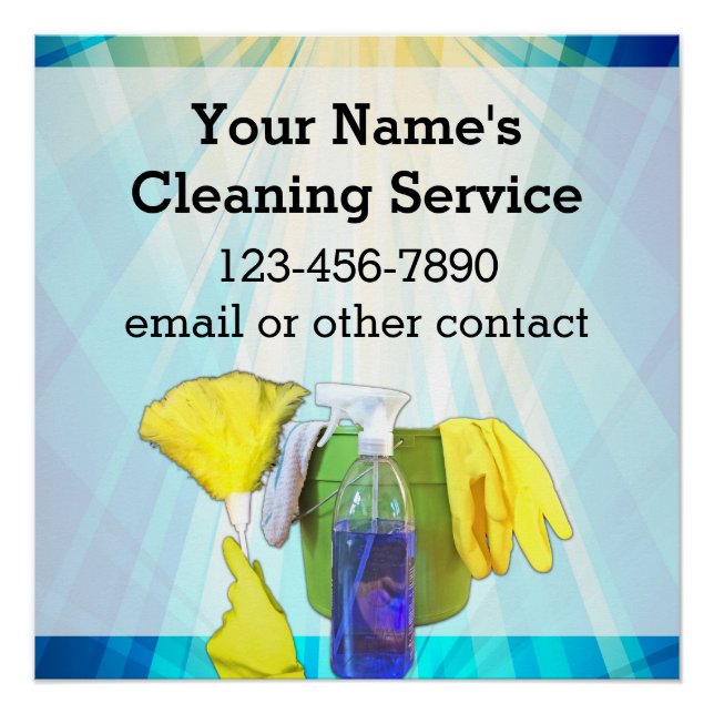 Vibrant Rays Custom Cleaning Service Business Poster (Front)